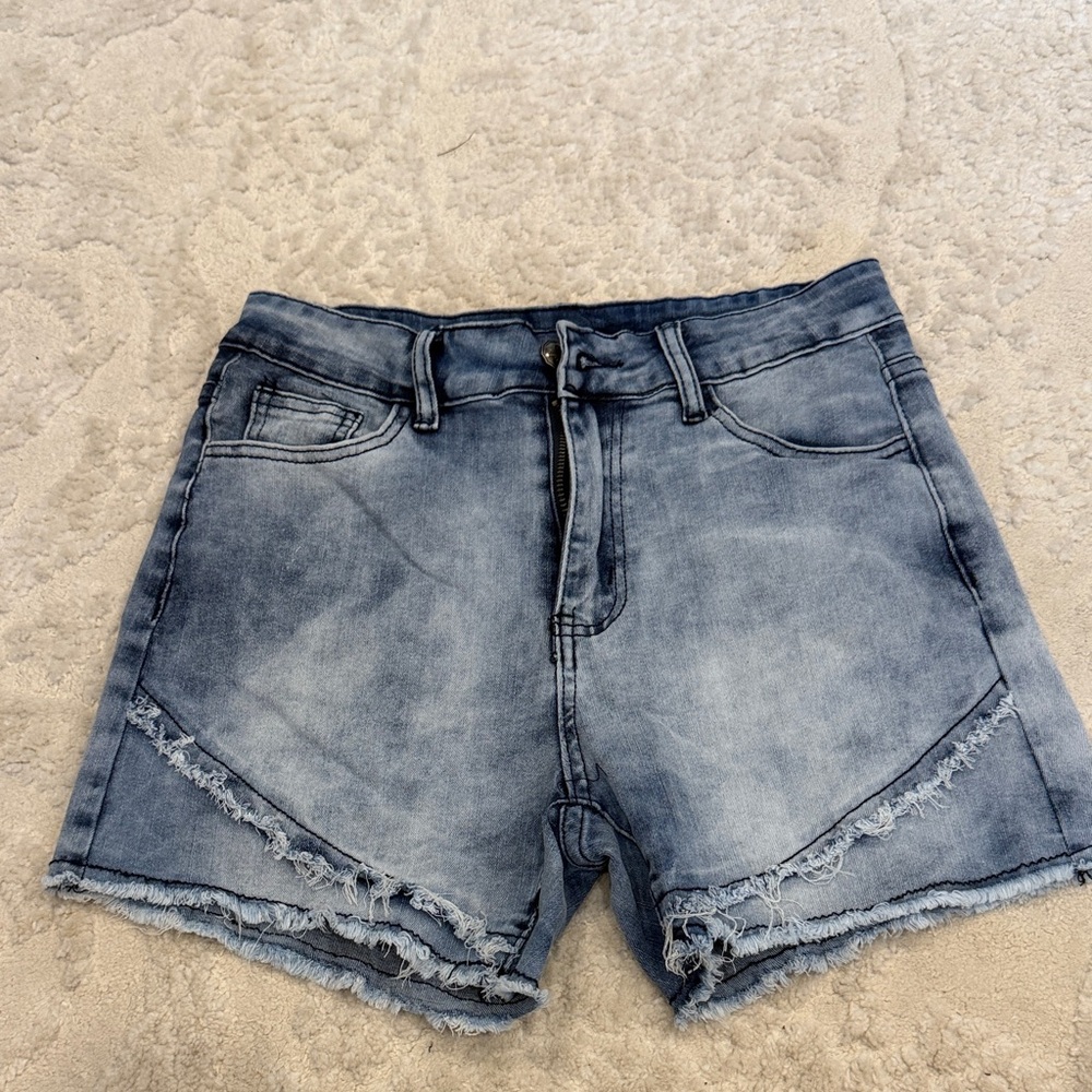 Crazy Train Women's Distressed Light Blue Denim Shorts
